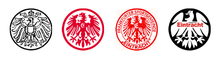 Coat of arms of the Frankfurter FV (from 1911), the TuS Eintracht Frankfurt (1920), the Frankfurter Sportgemeinde Eintracht (1967) and the white eagle on a black background (1977-1999)