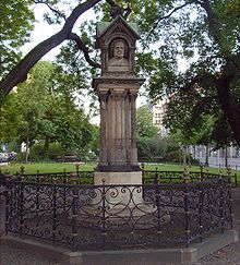 The old Bach monument in Leipzig from 1843, donated by Felix Mendelssohn Bartholdy
