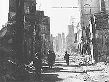 The destruction in Mortain after the recapture by the Americans