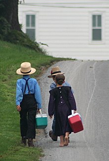 Children of an Amish community on their way to school (2006)