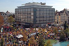 Demonstration mod atomkraft i Colmar i det nordøstlige Frankrig den 3. oktober 2009.  