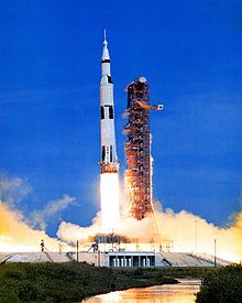 Lancering van Apollo 15 naar de maan.