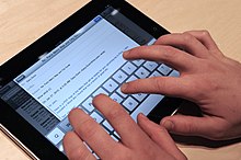 Apple iPad with on-screen keyboard