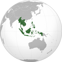 Associação das Nações do Sudeste Asiático em projecção ortográfica
