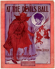 Bežný obraz diabla, červený, s rohmi a chvostom