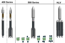Atlas V raķešu dažādie veidi.