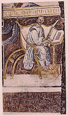 Oldest known artistic fantasy depiction of Augustine in the tradition of the author's image (Lateran Basilica, 6th century)