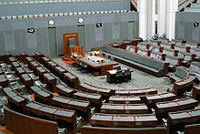 A Câmara da Câmara dos Representantes Australiana em Camberra.