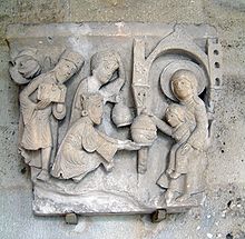 Adoration of the Magi, capital, exhibited in the chapter house of Saint-Lazare d'Autun Cathedral, 12th century.