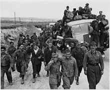 Italian soldiers north of the Mareth Line on the march to captivity, March 1943