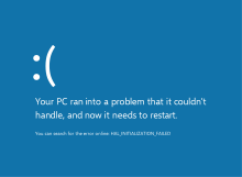 Pantalla azul de la muerte como se ve en Windows 8