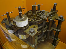 Część silnika różnicowego Babbage'a, zmontowana po jego śmierci przez syna Babbage'a, przy użyciu części znalezionych w jego laboratorium.