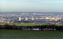View of Dresden from south-southeast near Goppeln; from left: Räcknitz, Zschertnitz and parts of Südvorstadt