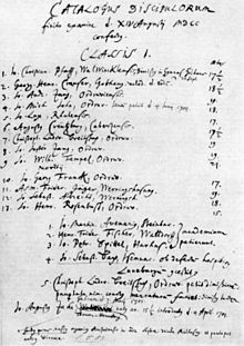 School register of the Lyceum Ohrdruf. J. S. Bach is the fourth pupil in the second list