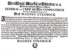 Appeal by Magnus Stenbock to the inhabitants of Schwartau while he had established his headquarters there from 20 to 31 December 1712.
