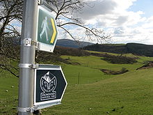 Ein Foto einer Wegmarkierung in Gwynedd