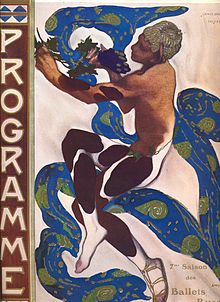 Programma-ontwerp door Leon Bakst voor Nijinsky's L'Apre-Midi d'une Faune, Parijs 1912, Diaghilev's Ballets Russes.