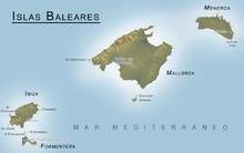 Location of Ibiza within the Balearic Islands