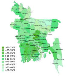 Literacy rate in the districts of the country (2011)