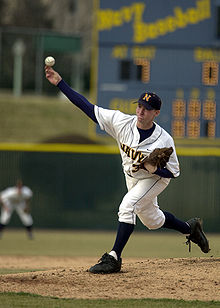 A pitcher throwing a curveball
