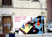Political mural in the Basque Country: The Basque language is our only free territory