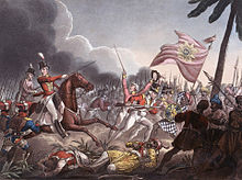 Arthur Wellesley leads his troops into the Battle of Assaye, 1803.