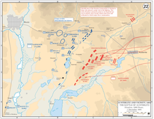 Allied (red) and French troops (blue) at 6 p.m. on December 1, 1805.
