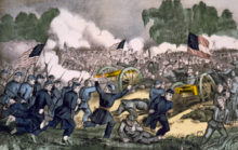 Slag bij Gettysburg , litho van Currier en Ives, ca. 1863