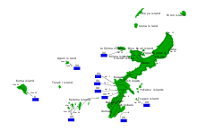 Χάρτης των αμερικανικών επιχειρήσεων στην Οκινάουα.