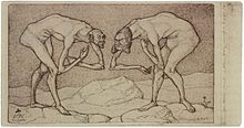 Paul Klee (1903): Two men, assuming each other to be in a higher position, meet each other