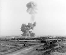 Smoke cloud after the attack on the US Marine headquarters in Lebanon. Hezbollah is blamed by the US for the attack, October 23, 1983.