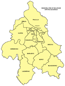 Map with Belgrade municipalities