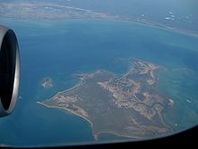Carpentaria-bugten mellem Bentinck Island (South Wellesley Islands) og det australske fastland