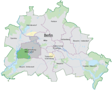 La ubicación de Charlottenburg-Wilmersdorf en Berlín.