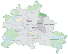 De locatie van Lichtenberg in Berlijn.