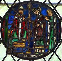 Asterius consecrates Birinus as bishopDetail of a stained glass window in Dorchester Cathedral