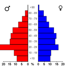 Population pyramid of the municipality of Delft (2007)