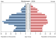 Population pyramid of Montenegro 2016