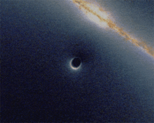 Uma imagem de um buraco negro e como ele muda a luz ao seu redor.