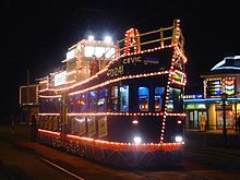 Osvětlená tramvaj 633, přestavěná do podoby rybářského trauleru
