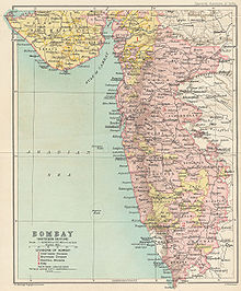 Bombay Presidency vuonna 1909, eteläinen osa