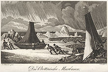 Ships on the icy Gulf of Bothnia, around 1830