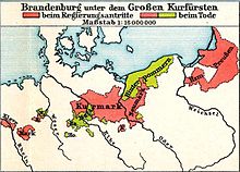 Brandenburg-Prussia around 1700 (red and green) Map from F.W. Putzger's Historical School Atlas, 1905