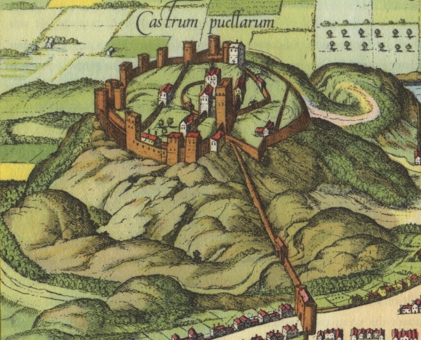 Zamek w Edynburgu na miejscu wygasłego wulkanu, ok. 1581 r.