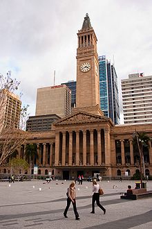 Brisbane City Hall, kde sídlí městská rada Brisbane.