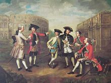 British connaisseurs in Rome, painting by James Russel, ca. 1750