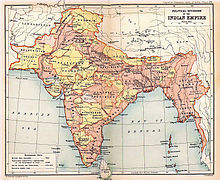 British India on a map of the Imperial Gazetteer 1909