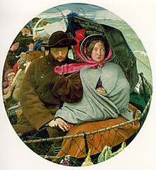 The Last of England door Ford Madox Brown, met emigranten die Engeland verlaten.