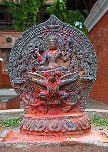Vishnu riding on Garuda (sculpture in Lalitpur, Nepal)