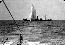 U-boat warfare: Bombardment of a British cargo ship in the Mediterranean by the submarine SM U 35 in the spring of 1917. U 35 sank at least 226 ships, making it probably the "most successful" warship in world history
